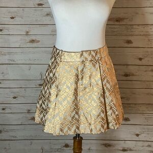 RACHEL Rachel Roy classic copper/cream metallic pleated skirt Size Medium